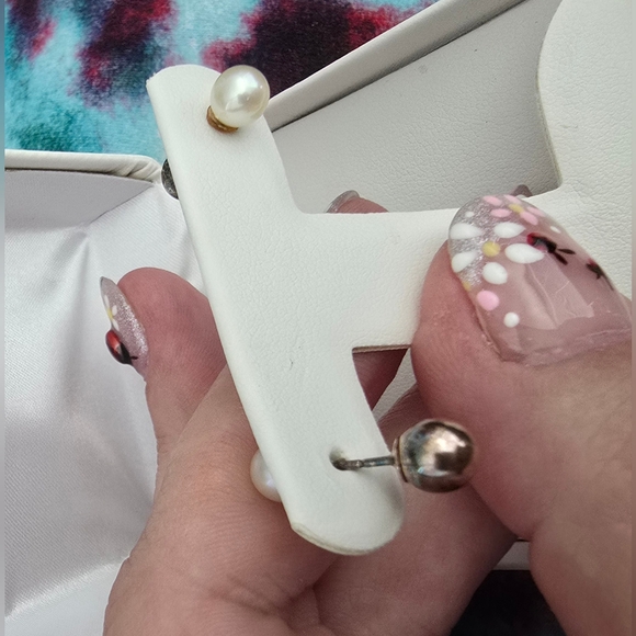 Pearl and Gold Plated Over Silver Stud Earrings - Picture 4 of 4